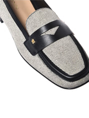 Loafer nappa & canvas black and off white