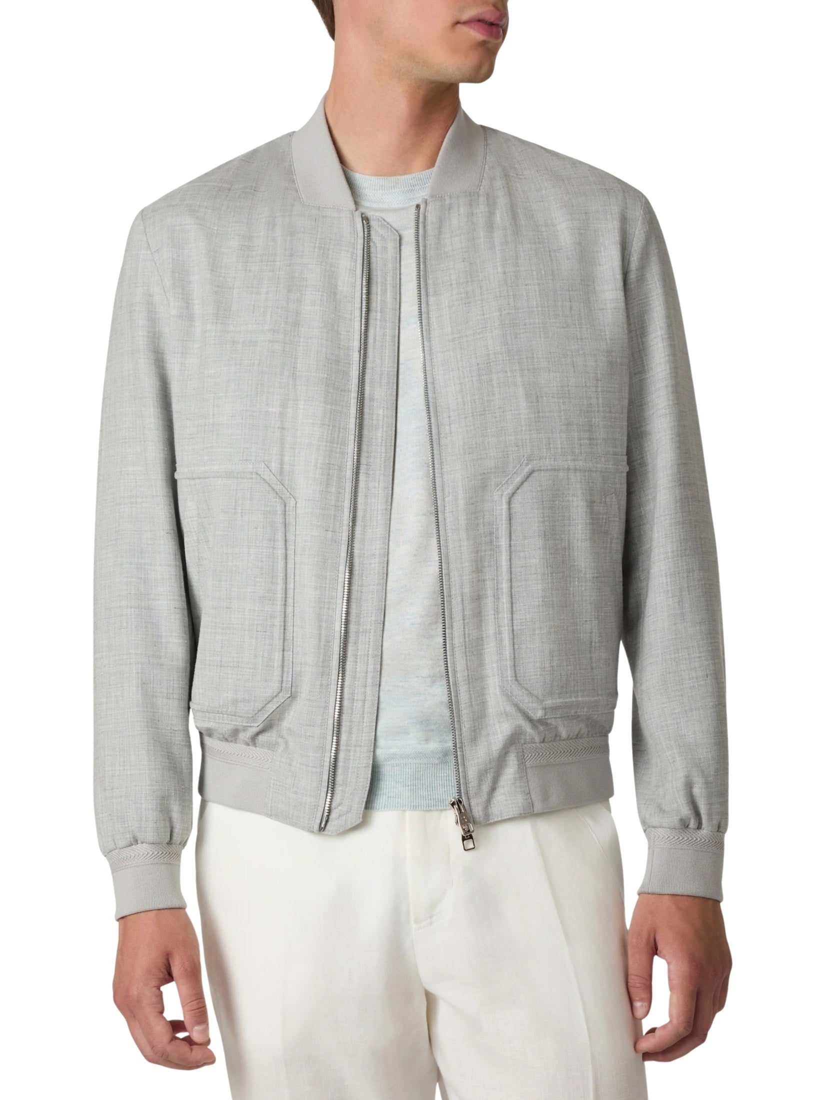 Wool silk linen bomber