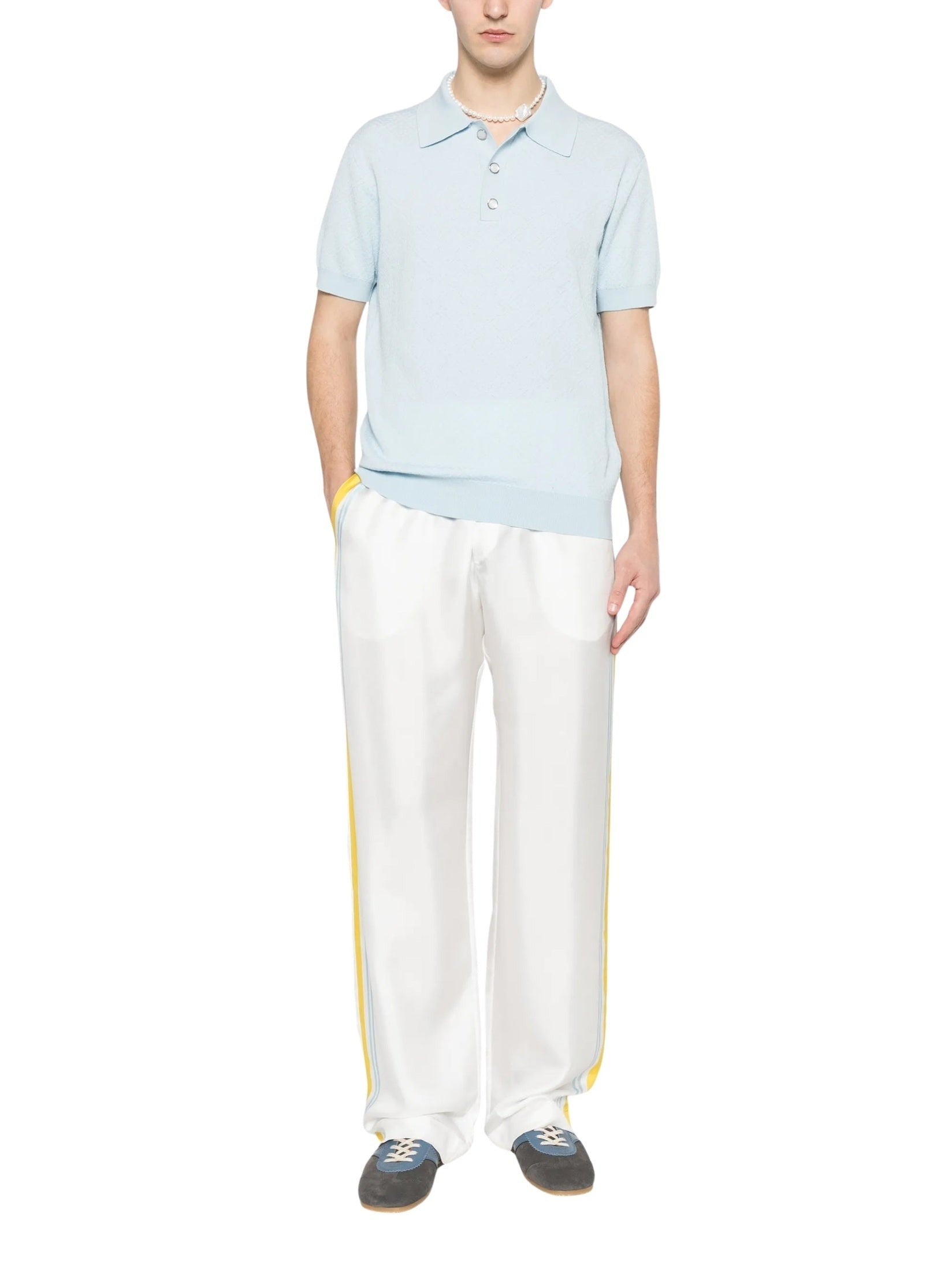 Tennis landscape silk twill trousers