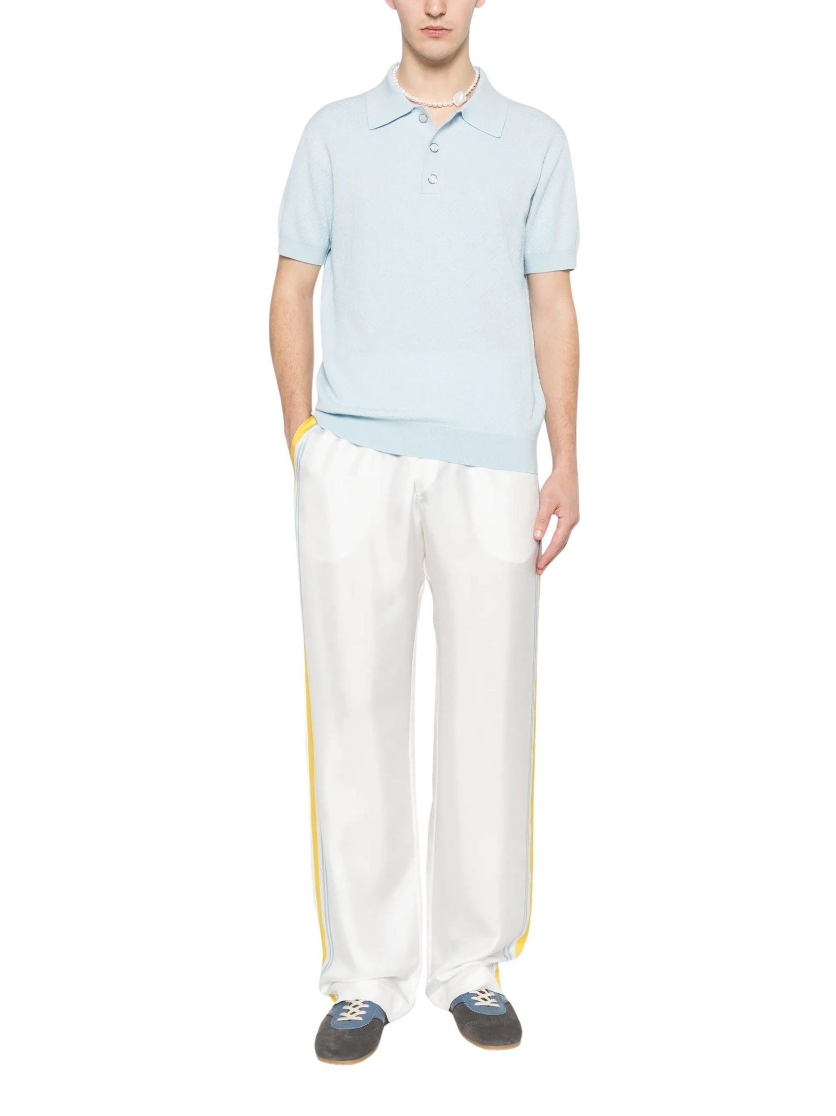Tennis landscape silk twill trousers
