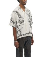 Inked camp collar shirt beige