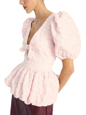 JACQUARD PUFF SLEEVE TOP