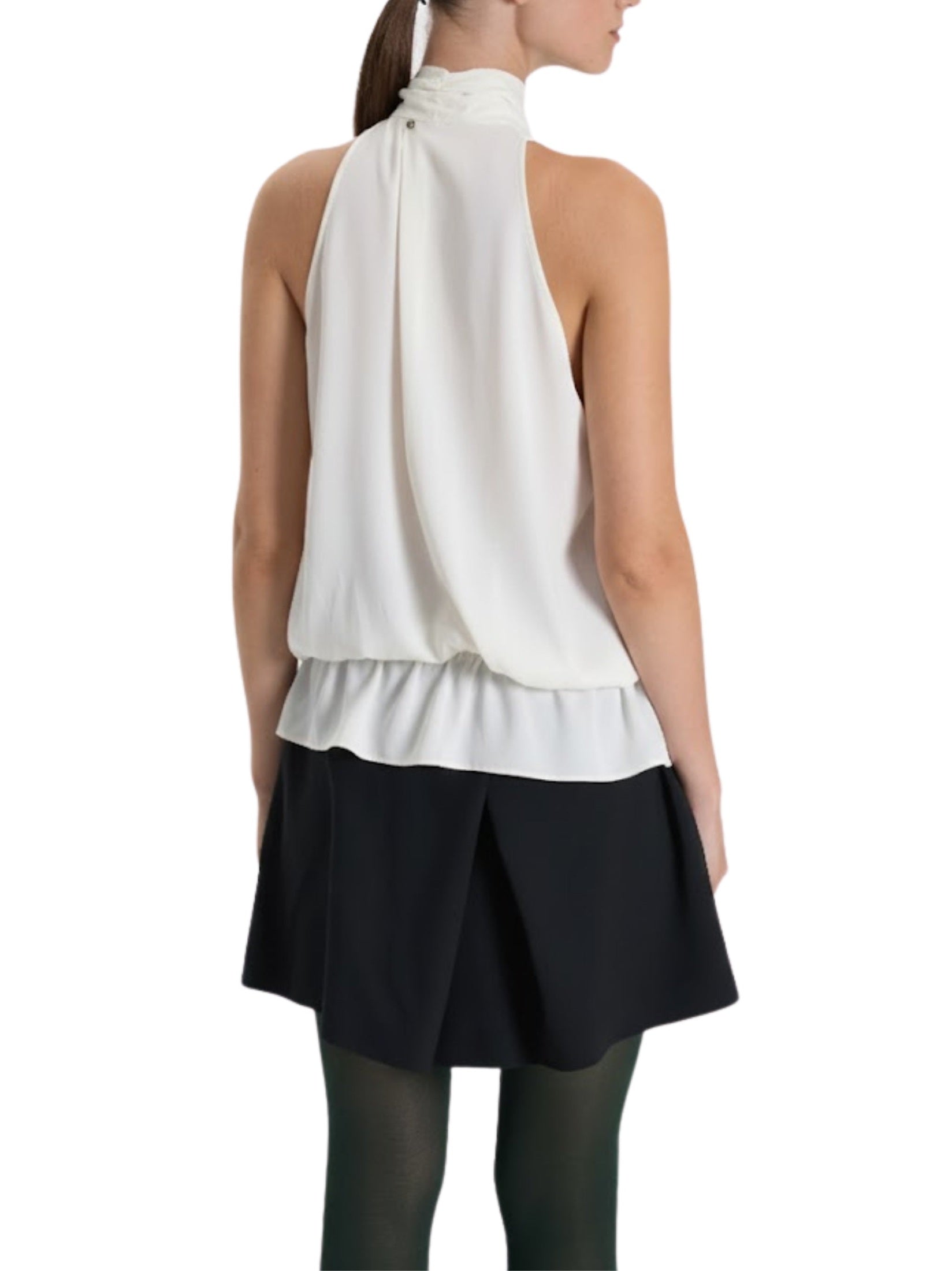 Sleeveless blouse with scarf tie