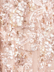 BAROQUE FLORAL ONE-SHOULDER BOW ANKLE GOWN