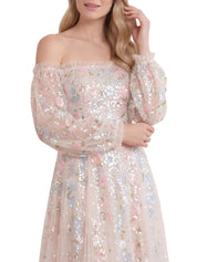 Confetti gloss off-shoulder ballerina dress