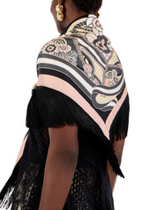 Reversible fringe foulard 90 ambrosia placee