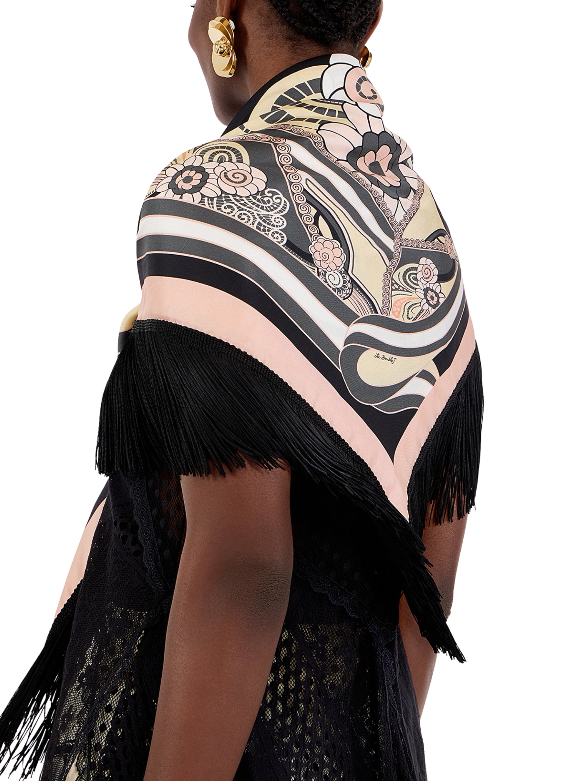 Reversible fringe foulard 90 ambrosia placee