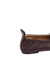 ROSALIND BROWN LEATHER BALLET FLATS