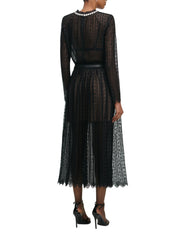 BLACK ORGANZA LACE MIDI SKIRT