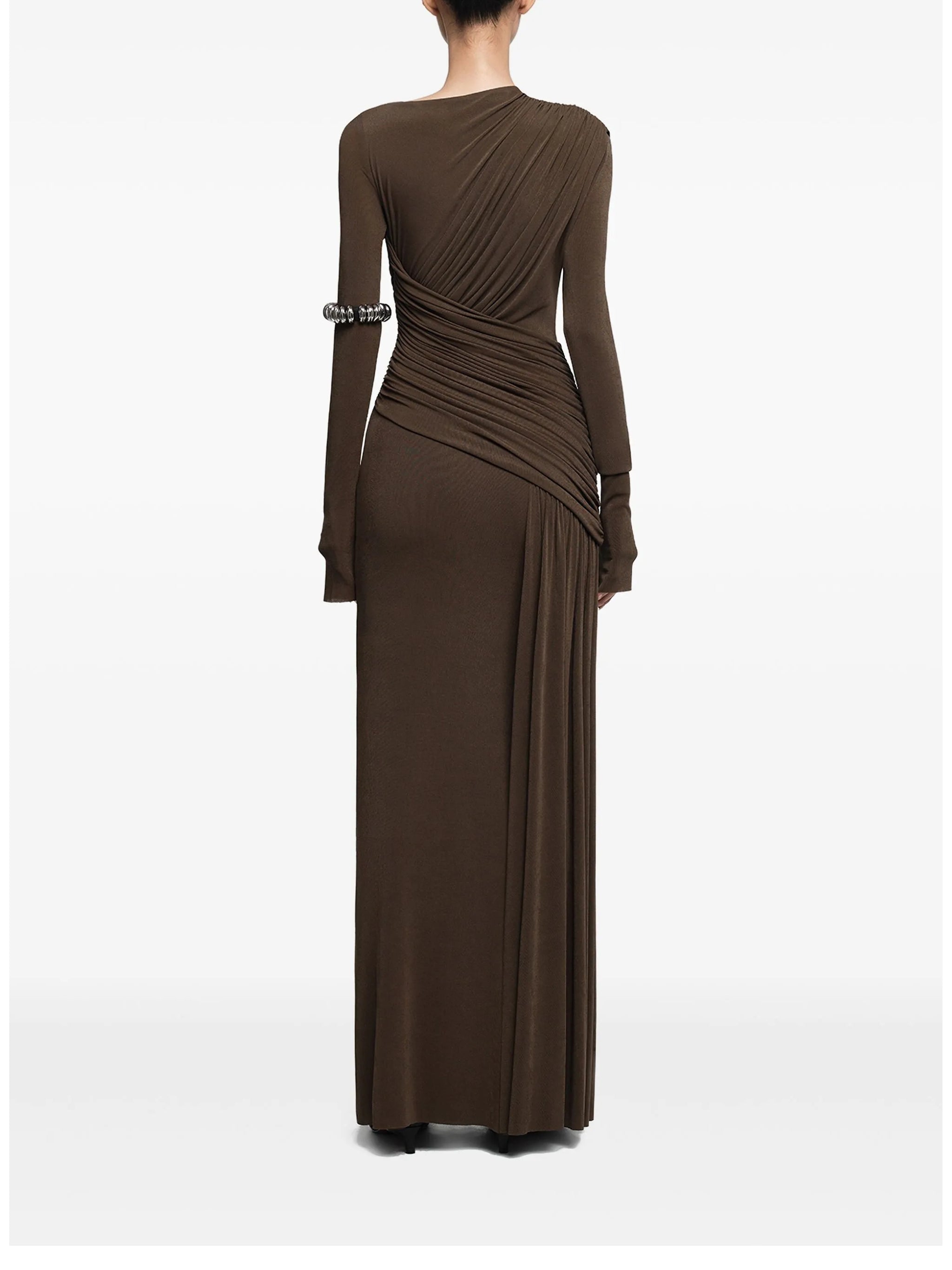 ASYMMETRICAL FORM-FITTING DRESS WITH DRAPED HIP