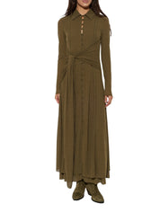 Marl mesh long sleeve maxi tie dress