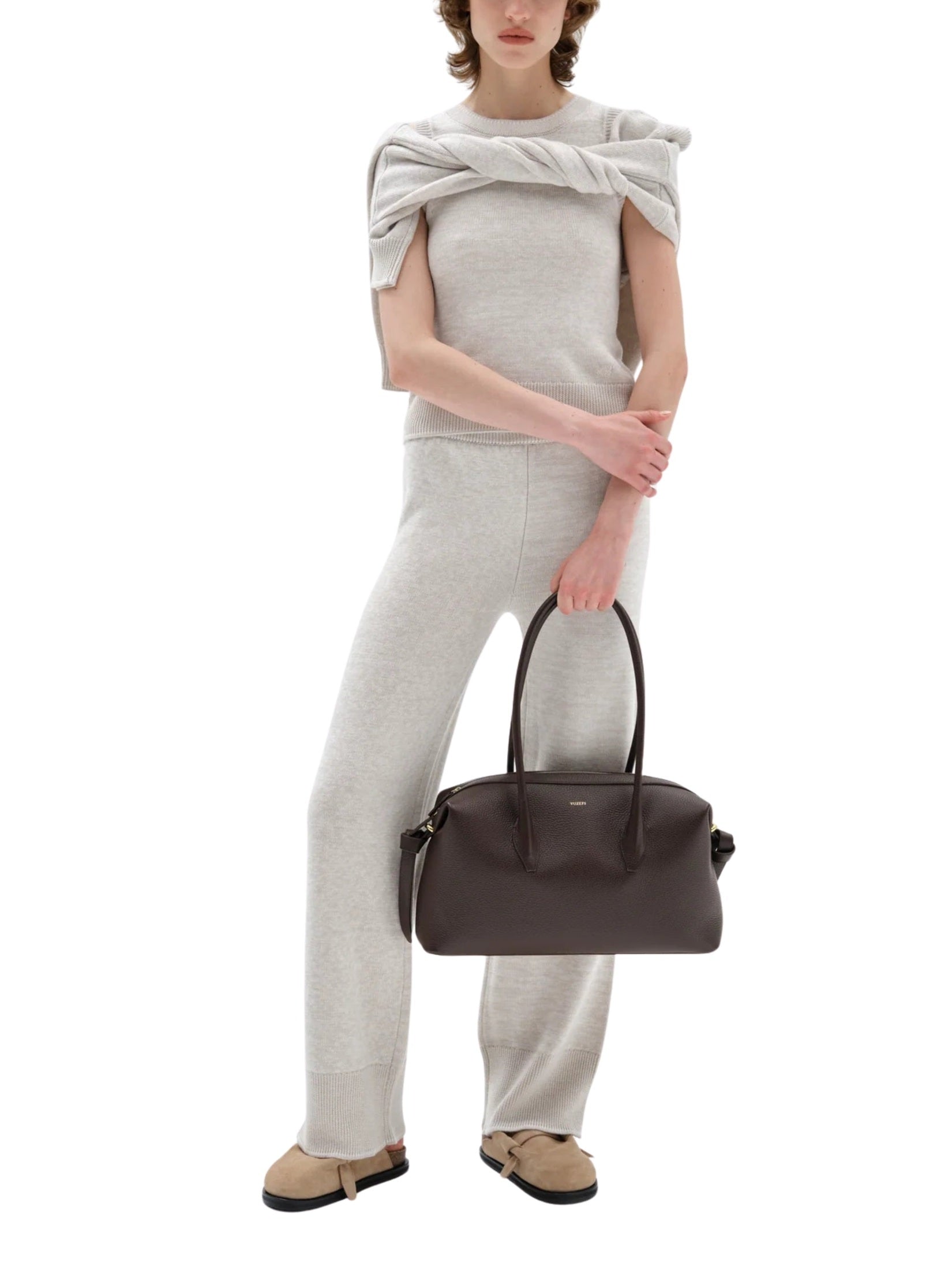 Brioche duffle espresso pebble grained leather