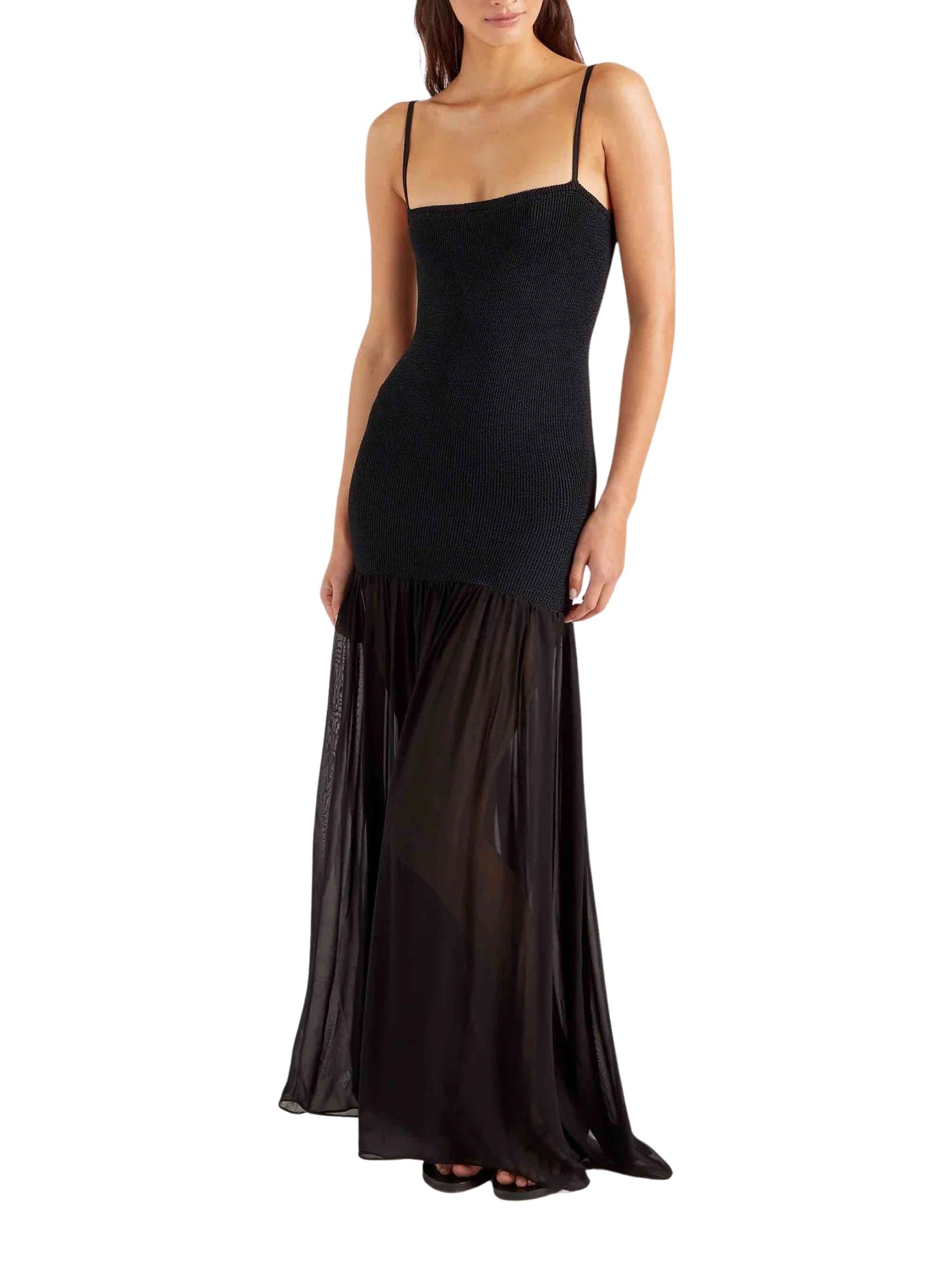 Hybrid dress - a crinkle/georgette black
