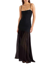 Hybrid dress - a crinkle/georgette black