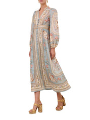Roselight plunge midi dress