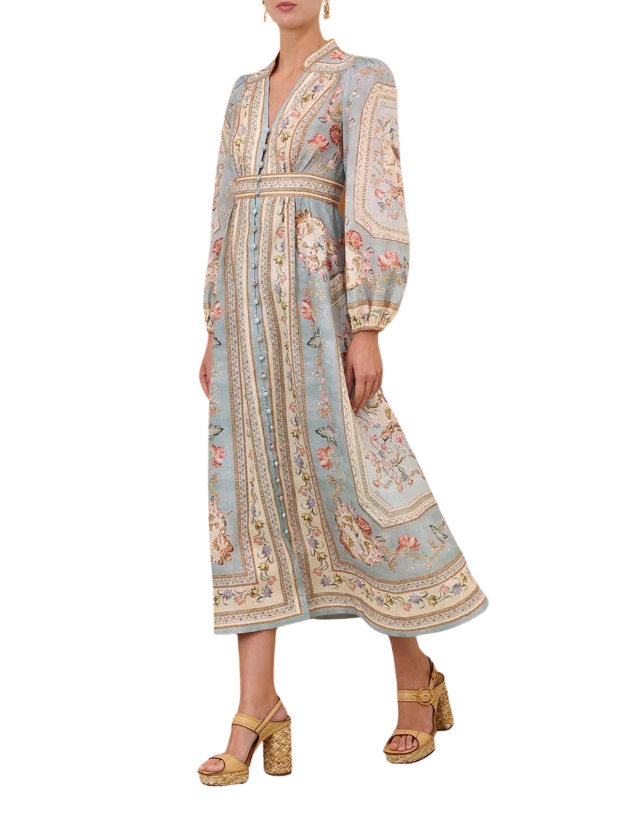 Roselight plunge midi dress