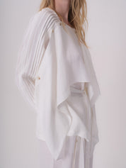 White Linen Blouse with Button Details