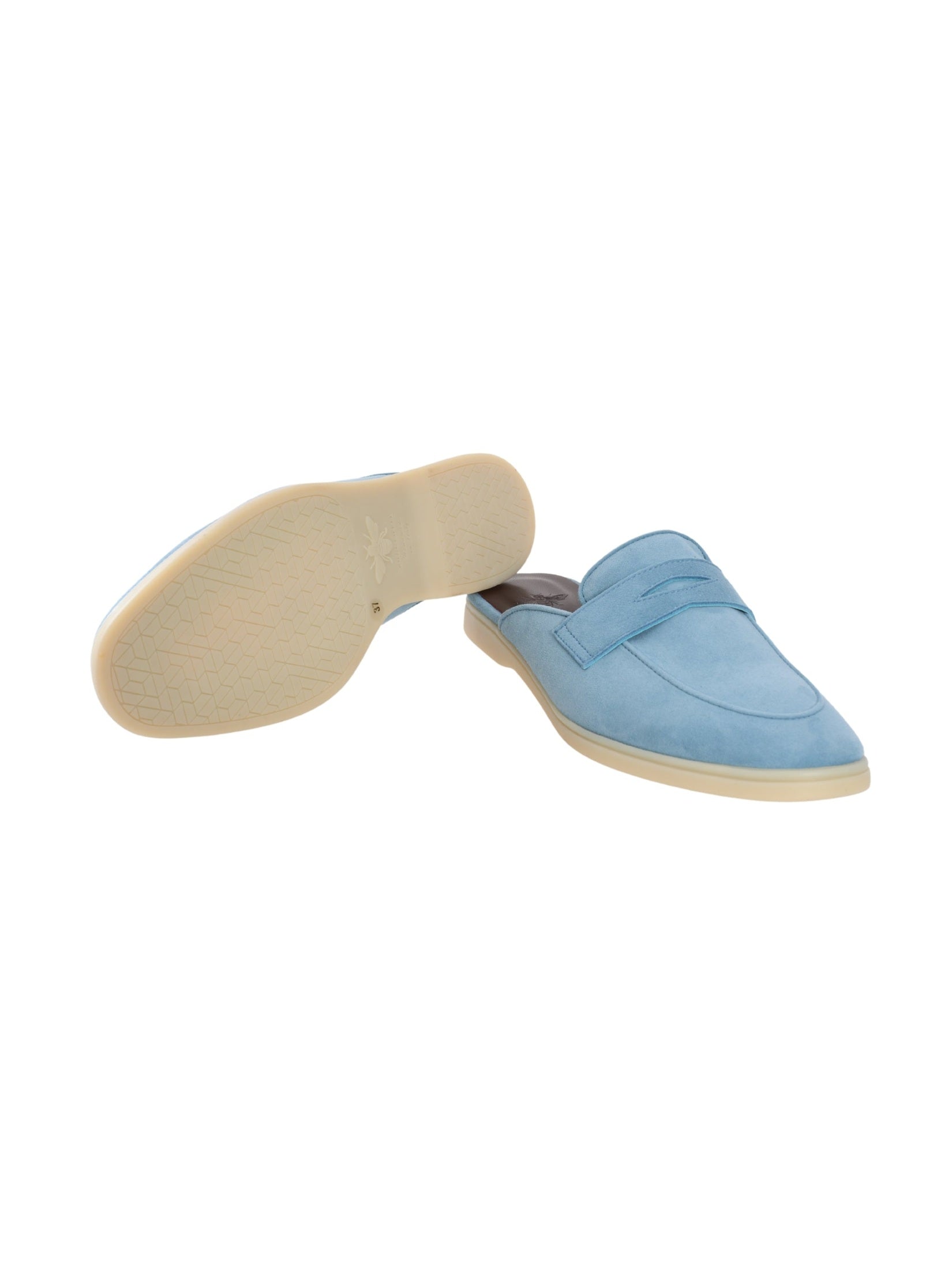 Sky blue suede gomme slippers