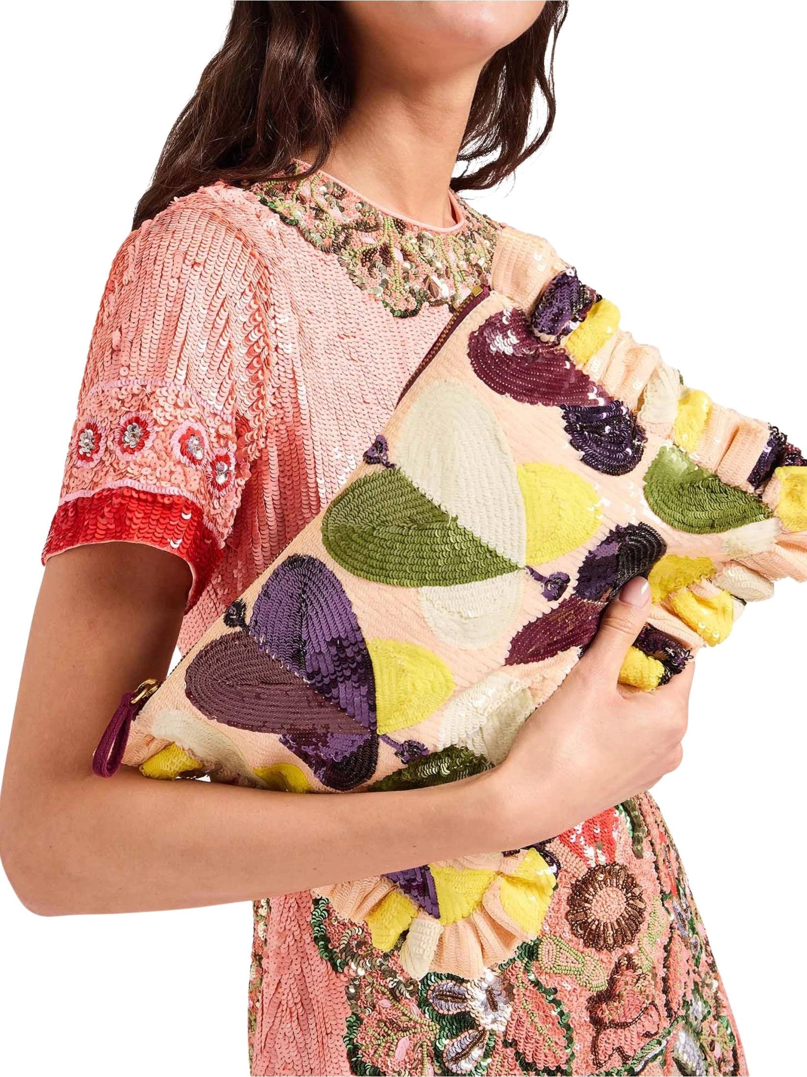 Embroidered hand pochette