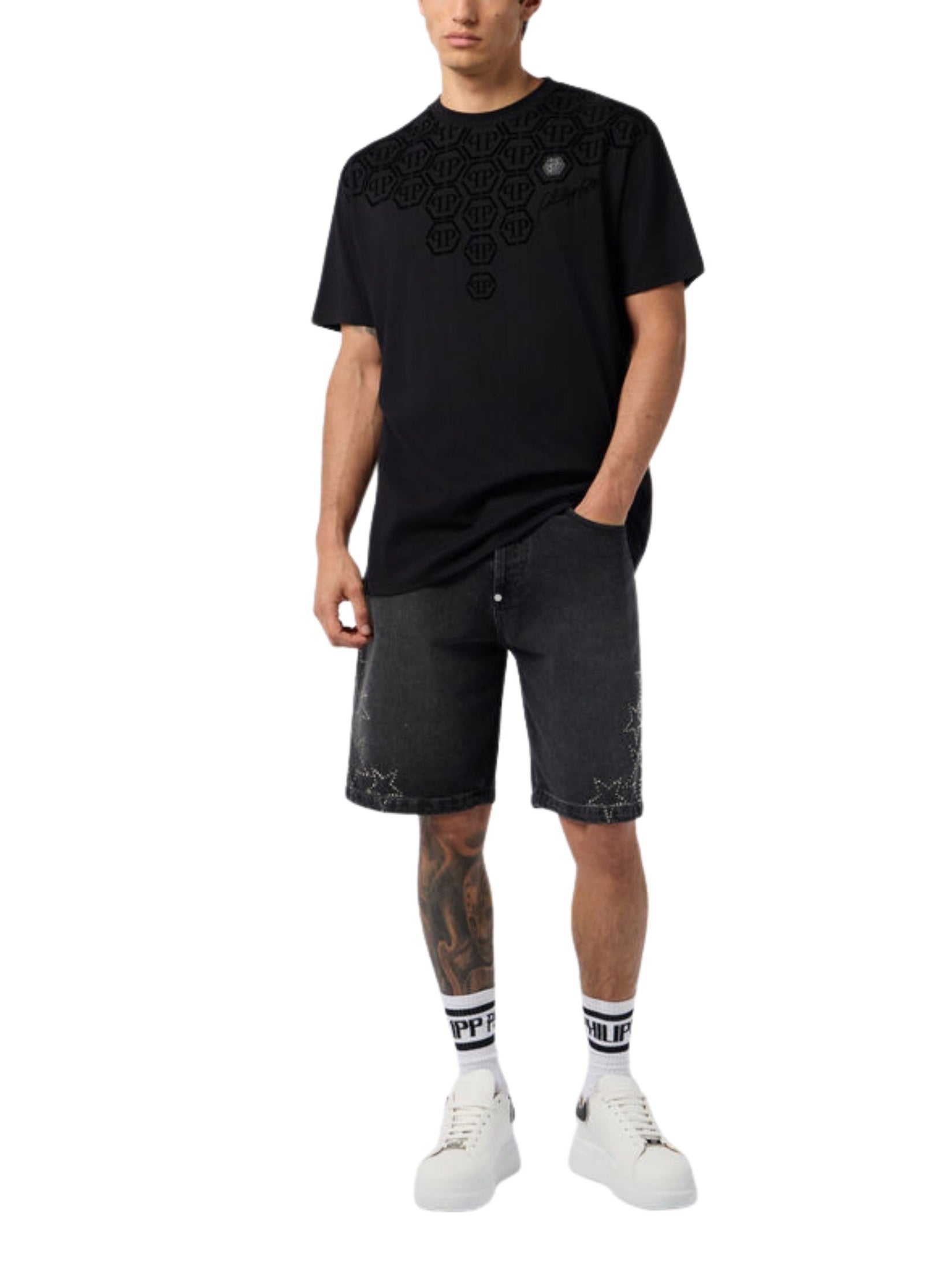 Round neck t-shirt degradé monogram