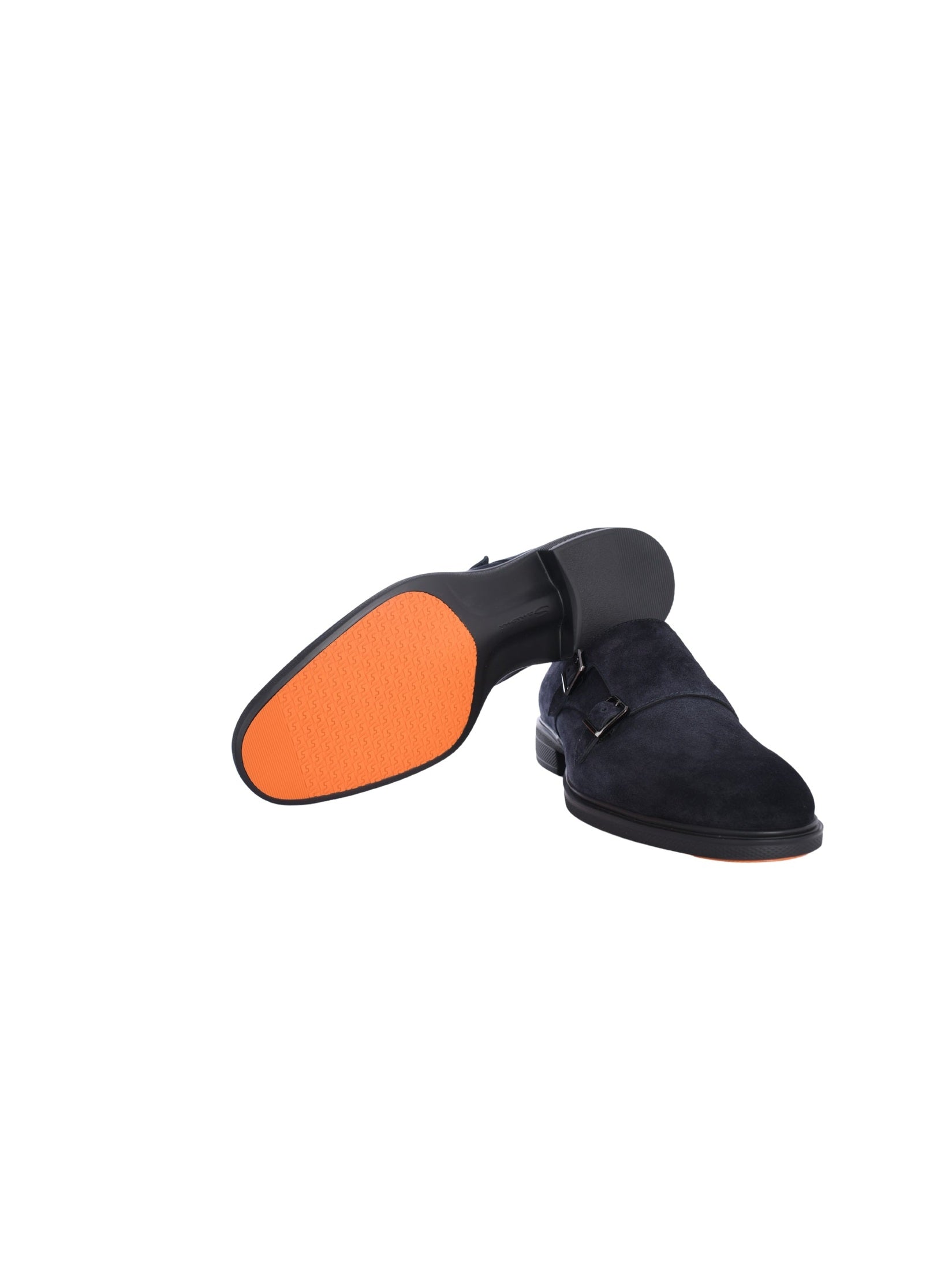 Men's blue suede monk shoes