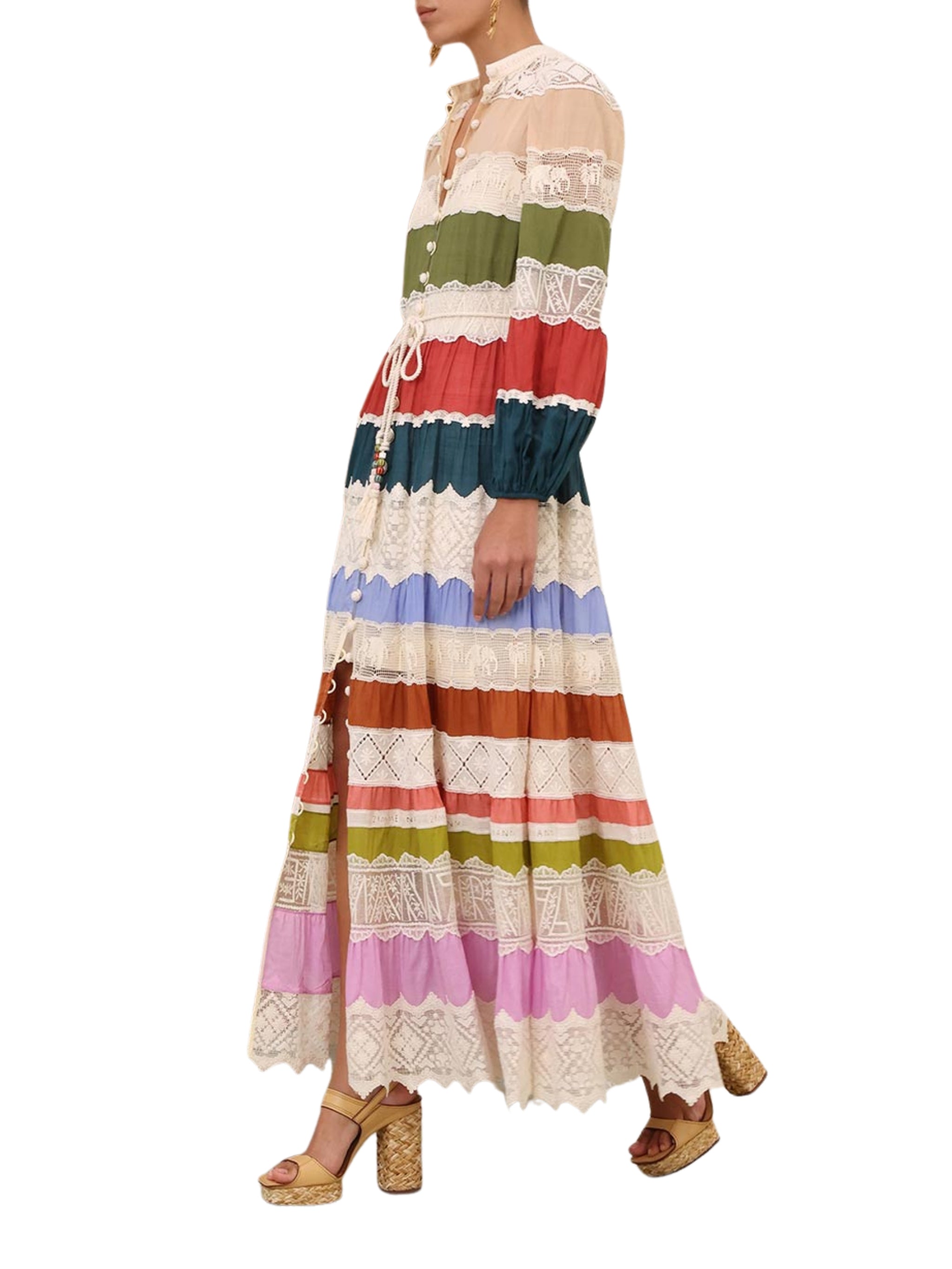 Indra lace stripe maxi dress