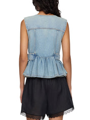 Lightweight denim peplum vest