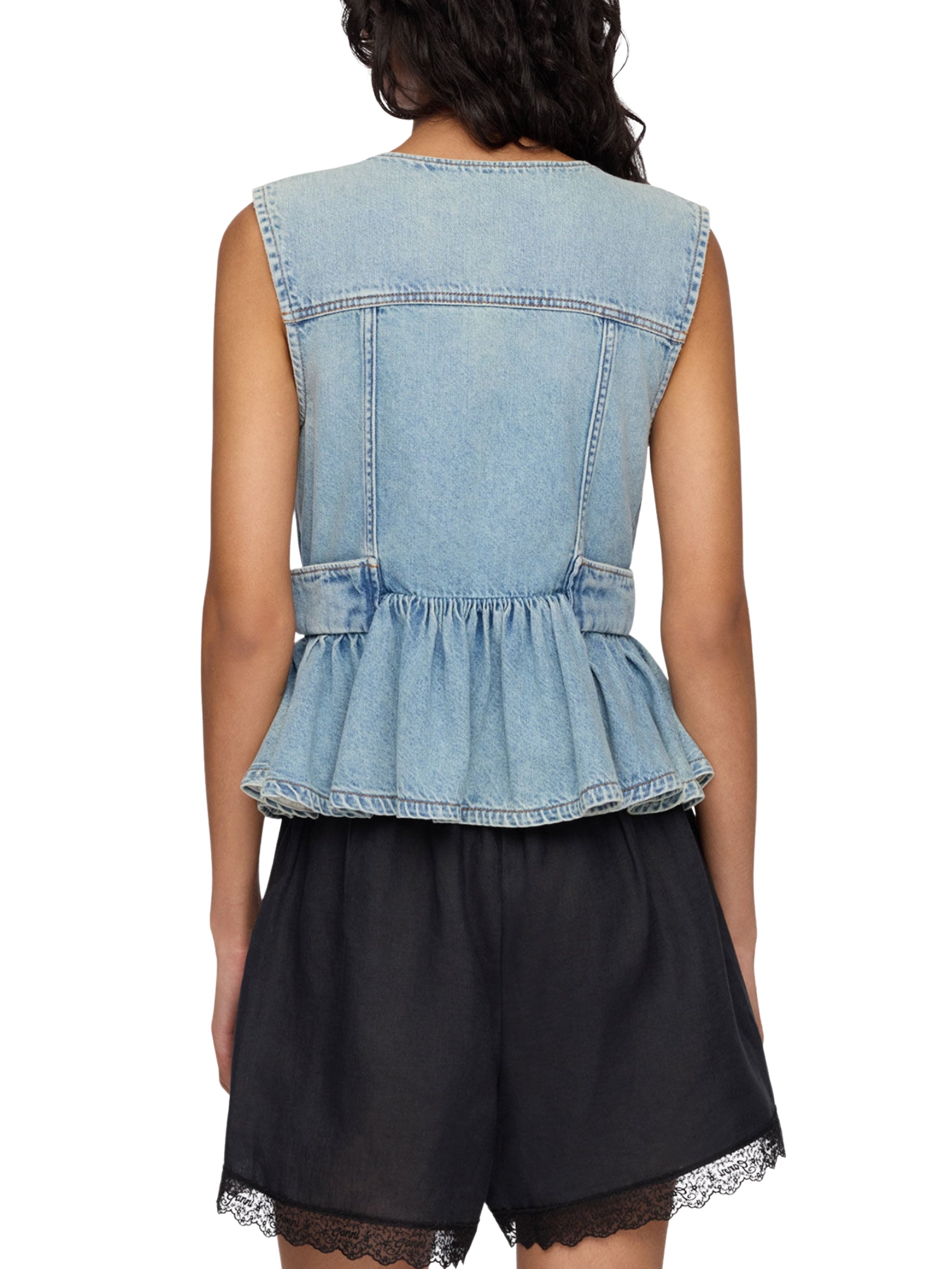 Lightweight denim peplum vest