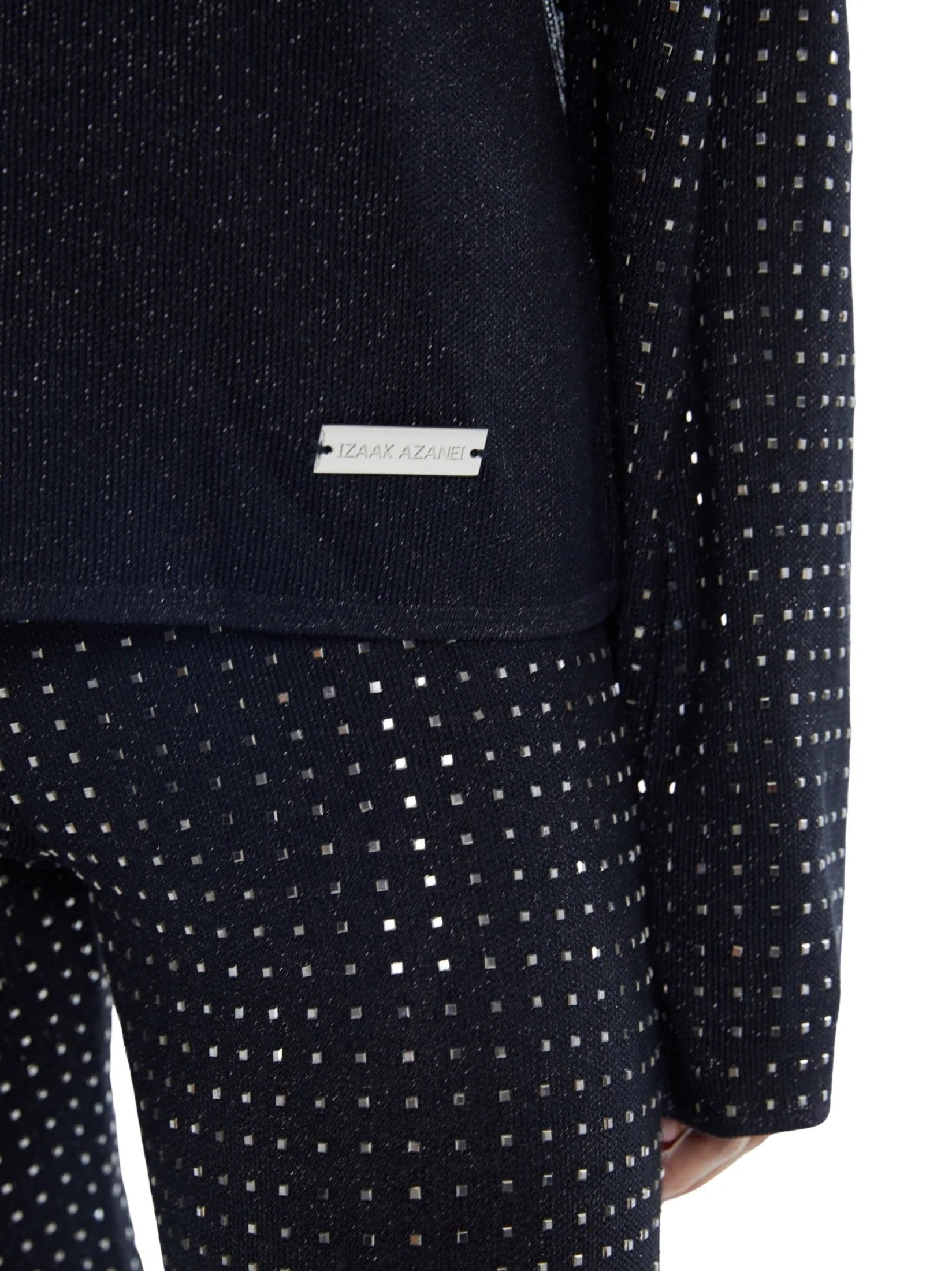 Pants with all over crystal details in black