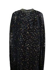Imola beaded neckline fil coupe chiffon full length cape dress