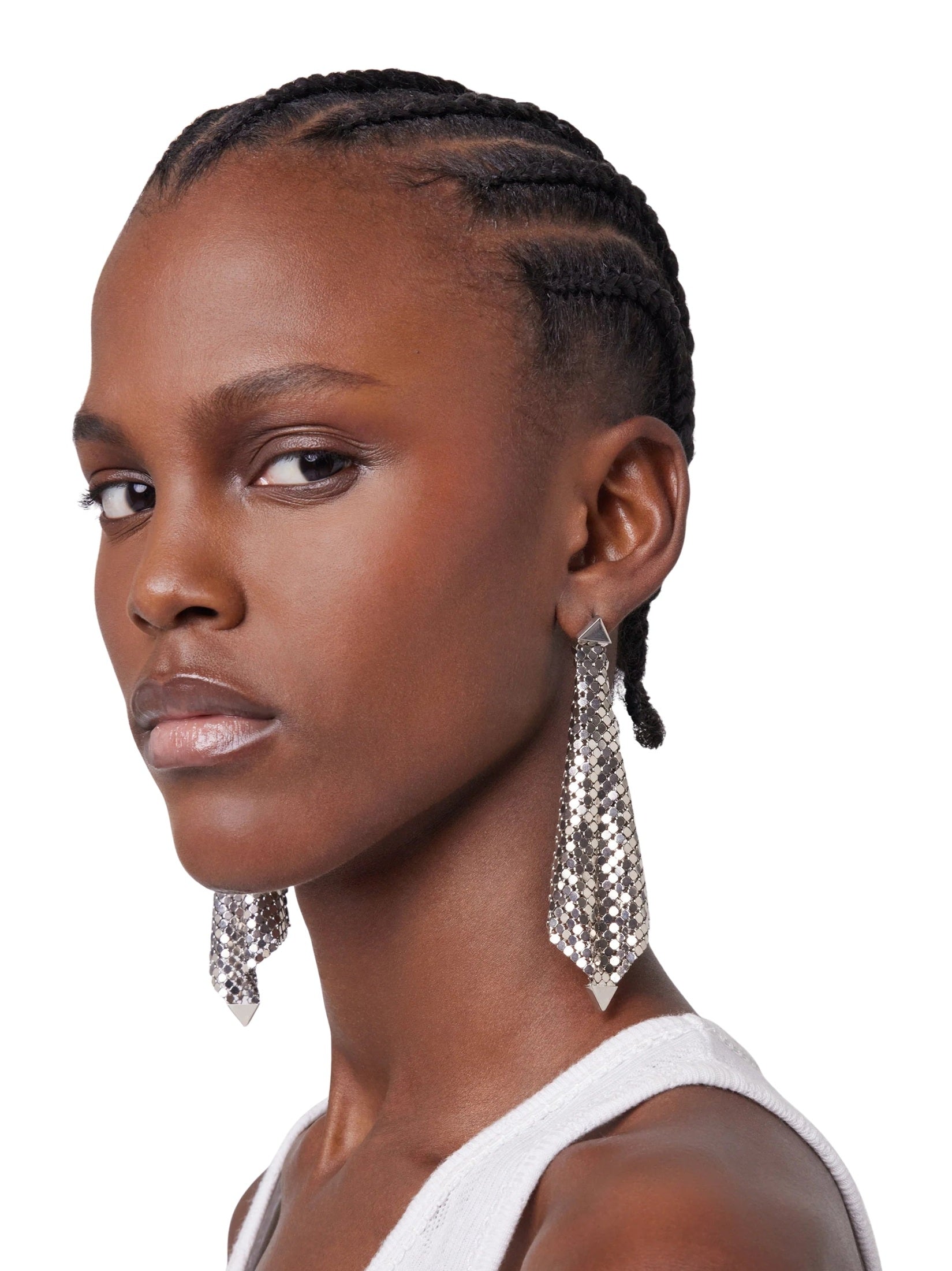 Silver chainmail earrings