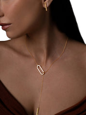 Scarf set of necklace and earrings in sterling silver & rhodium and yellow cz
