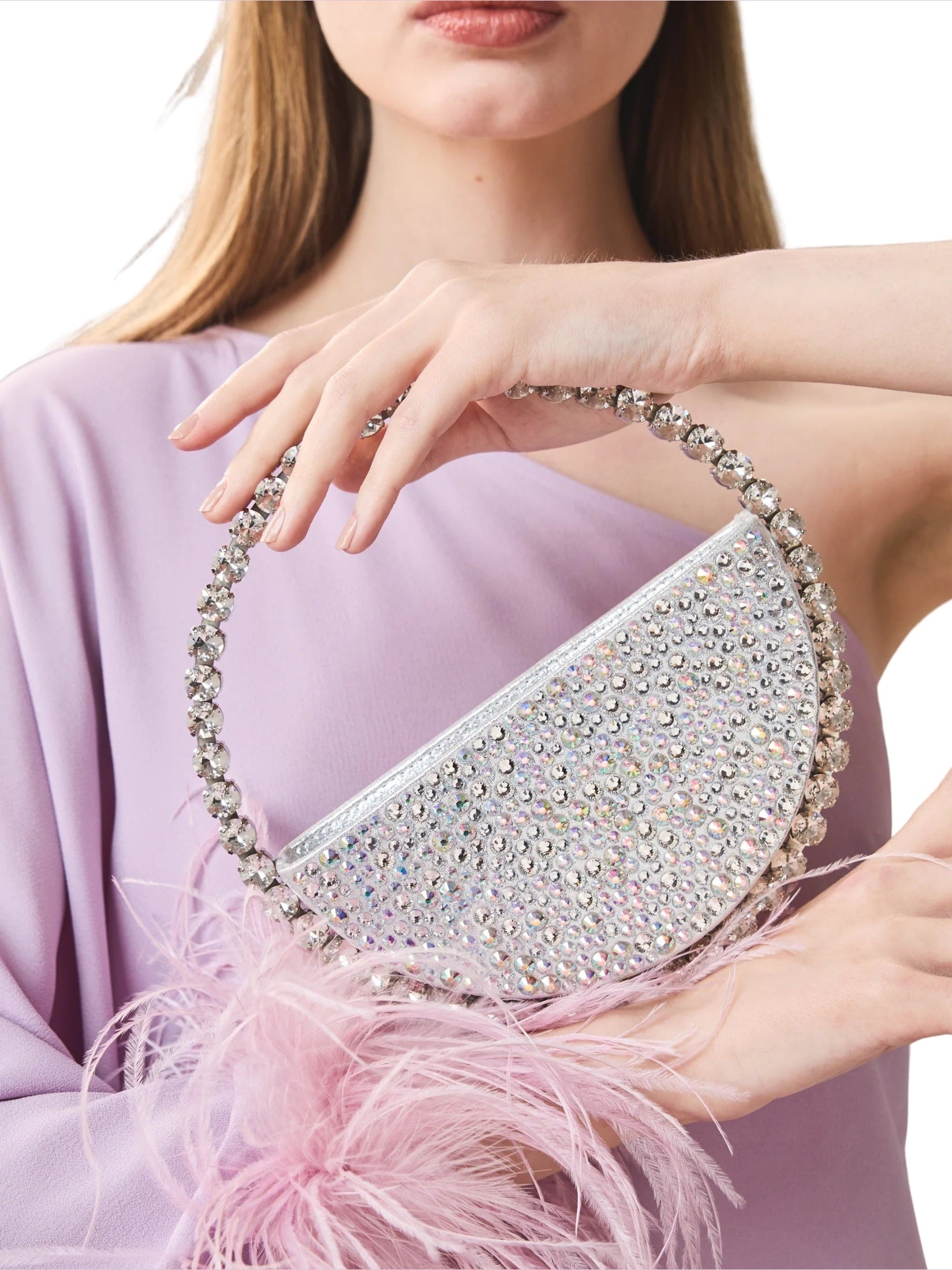 Eternity round stone-encrusted hotfix clutch