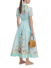 Mint floral organza midi dress