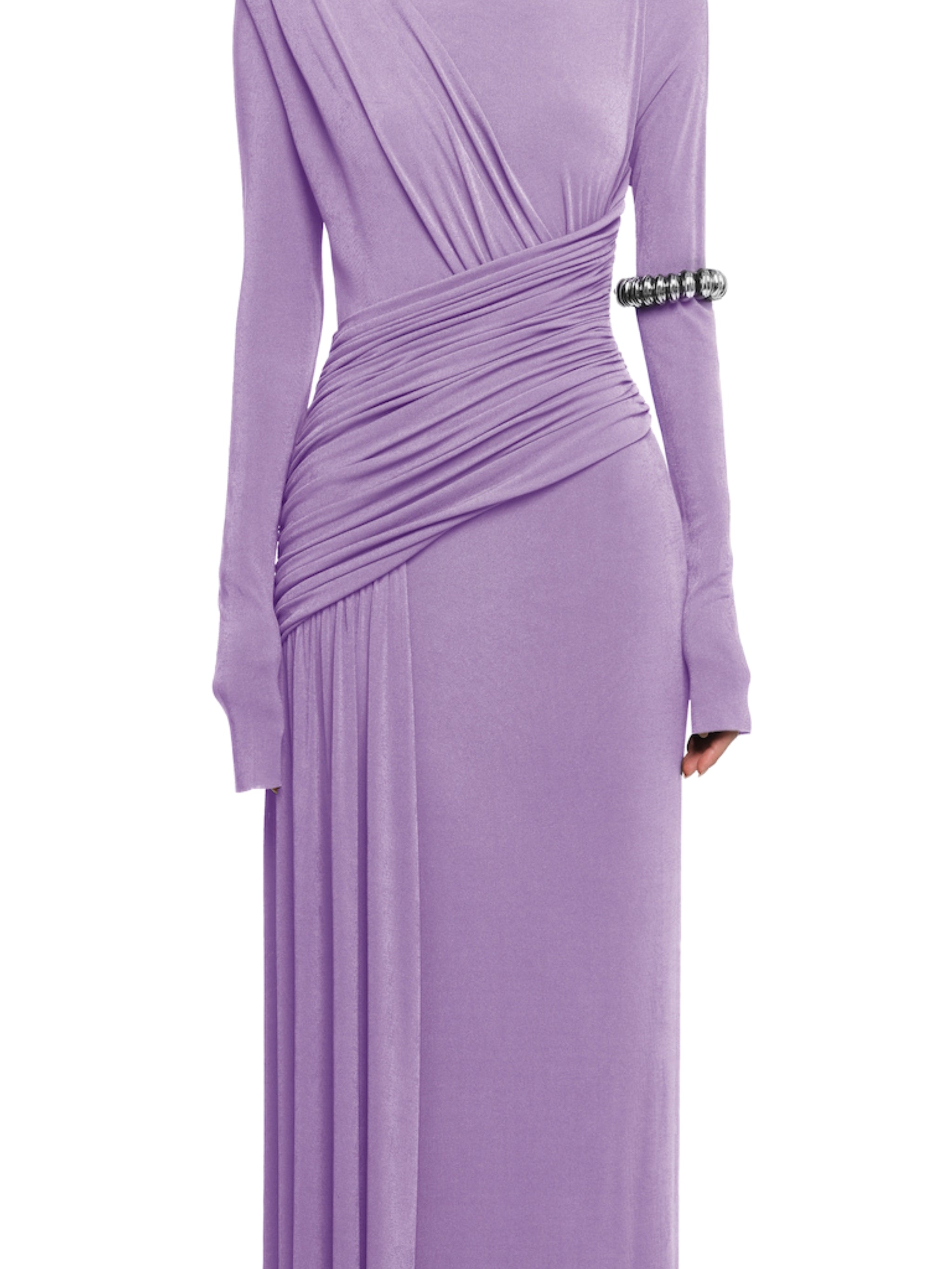 ASYMMETRICAL FORM-FITTING DRESS WITH DRAPED HIP