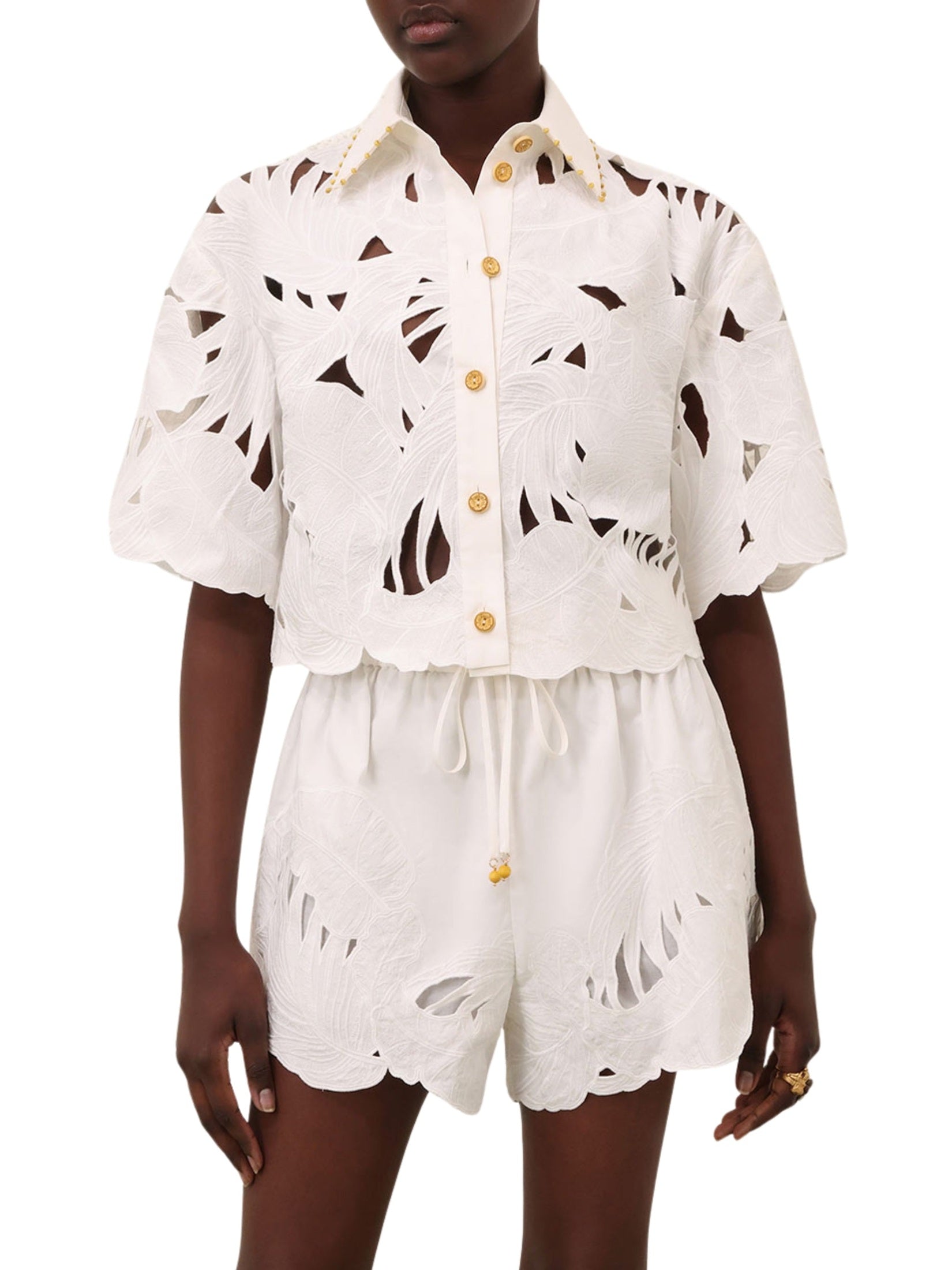 Mahon embroidered crop shirt