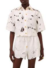 Mahon embroidered crop shirt