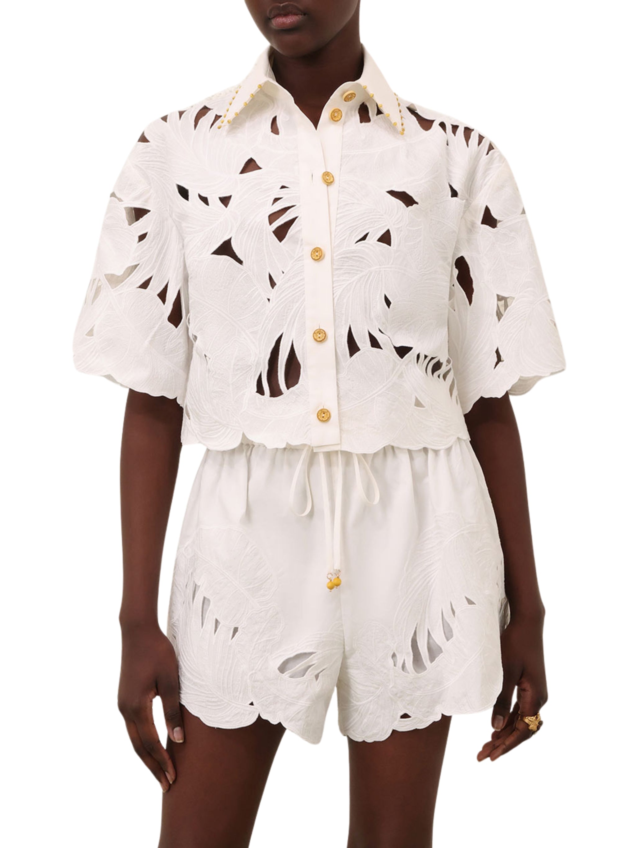 Mahon embroidered crop shirt