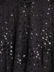 SCALLOP SEQUIN ROUND NECK ANKLE GOWN