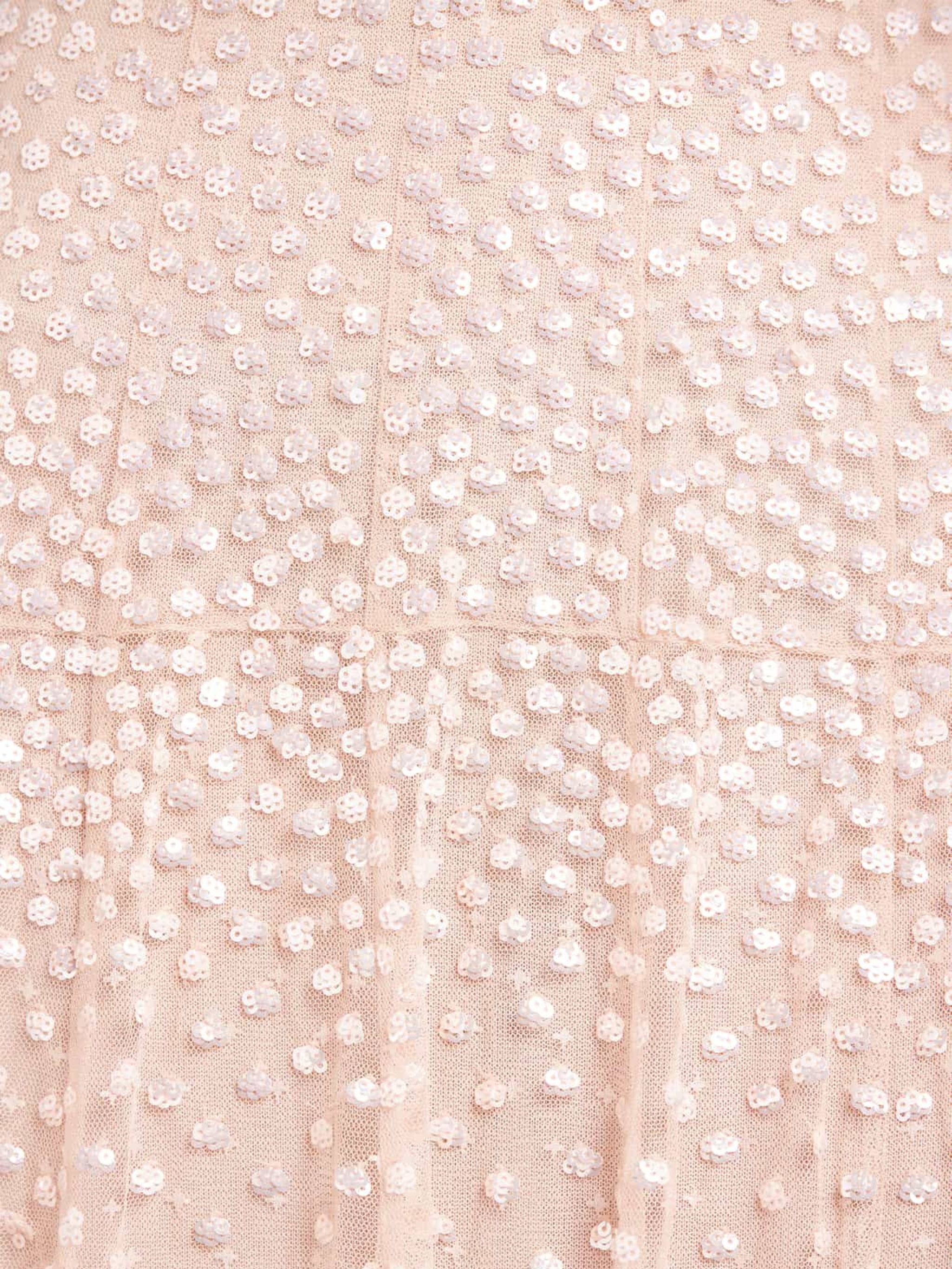 SEQUIN CASCADE LONG SLEEVE ANKLE GOWN