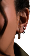 J earrings in sterling silver & rhodium and white cz