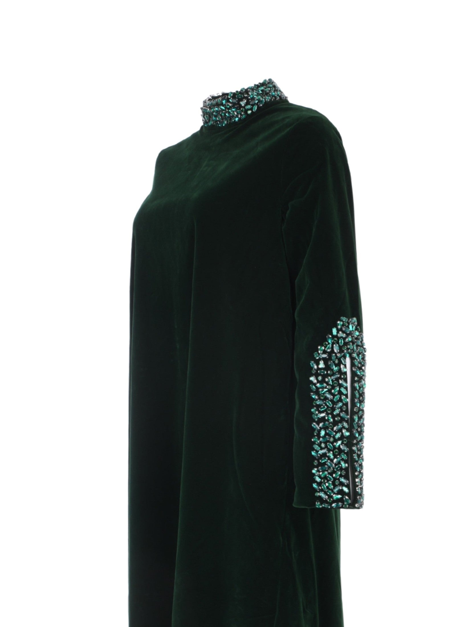 Green crystal velvet dress