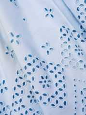 Blue Cotton Broderie Midi Skirt