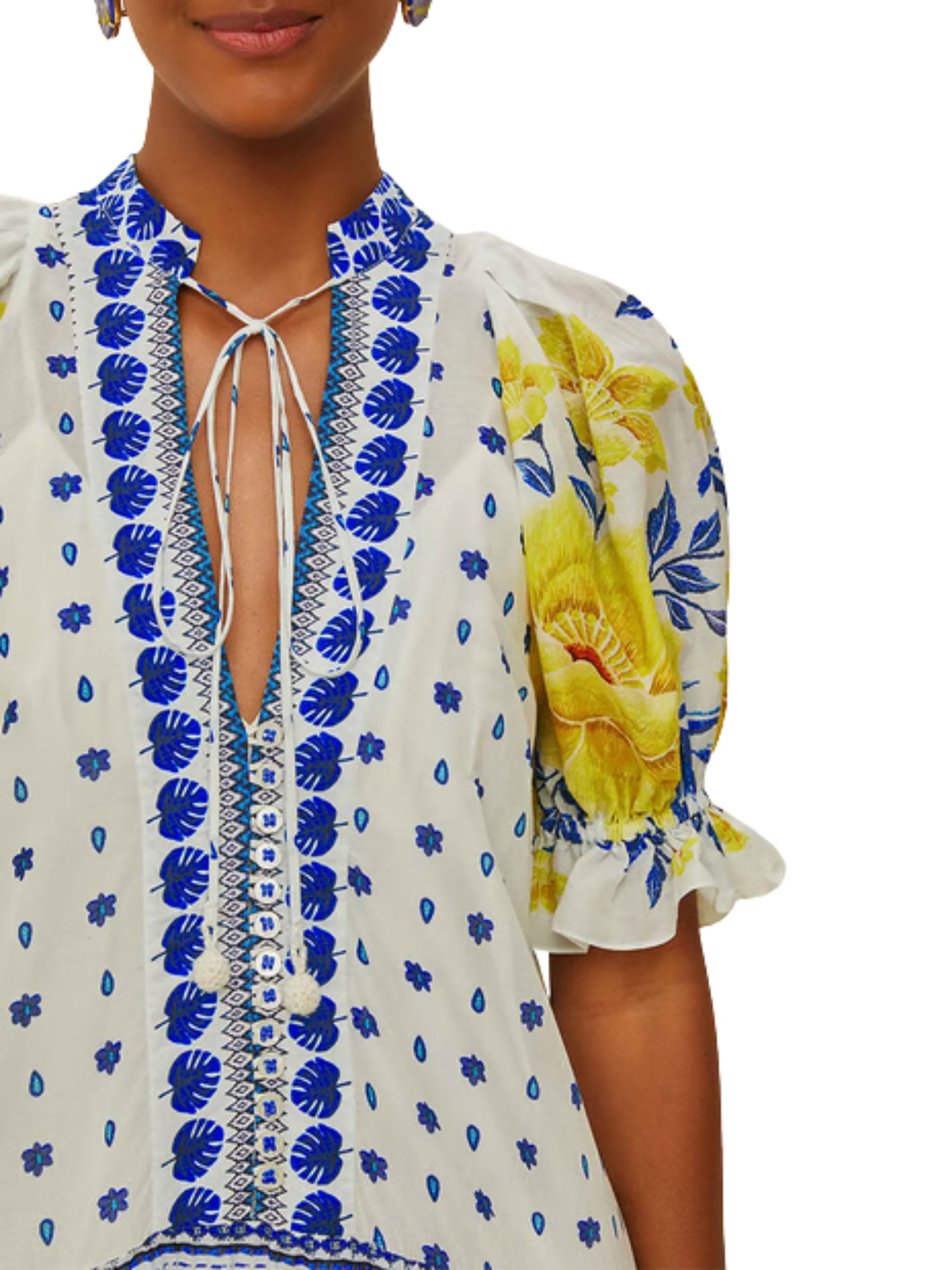 ZULI OFF-WHITE MIDI DRESS SHORT SLEEVES