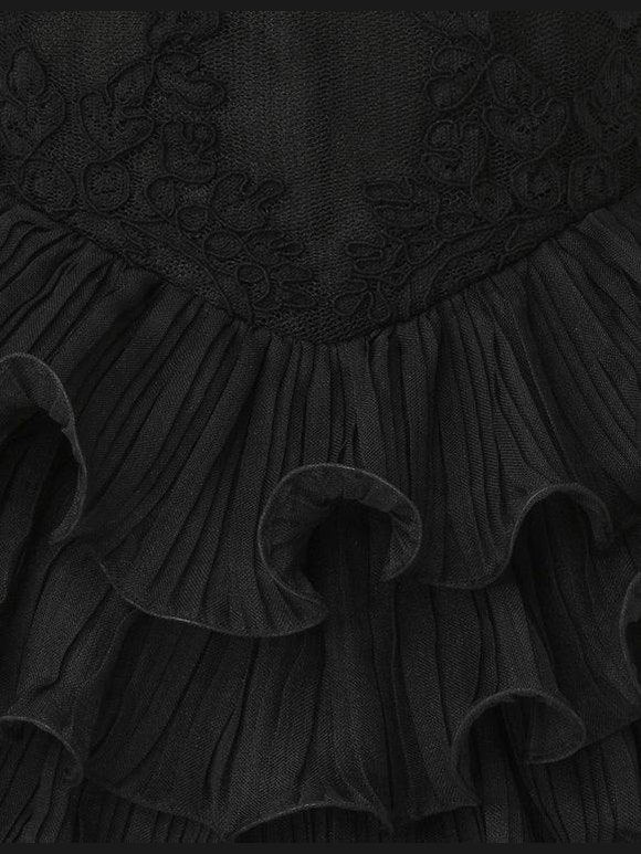 Crush lace frill midi dress