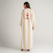 BEIGE CAPE WITH EMBROIDERY AND DRESS