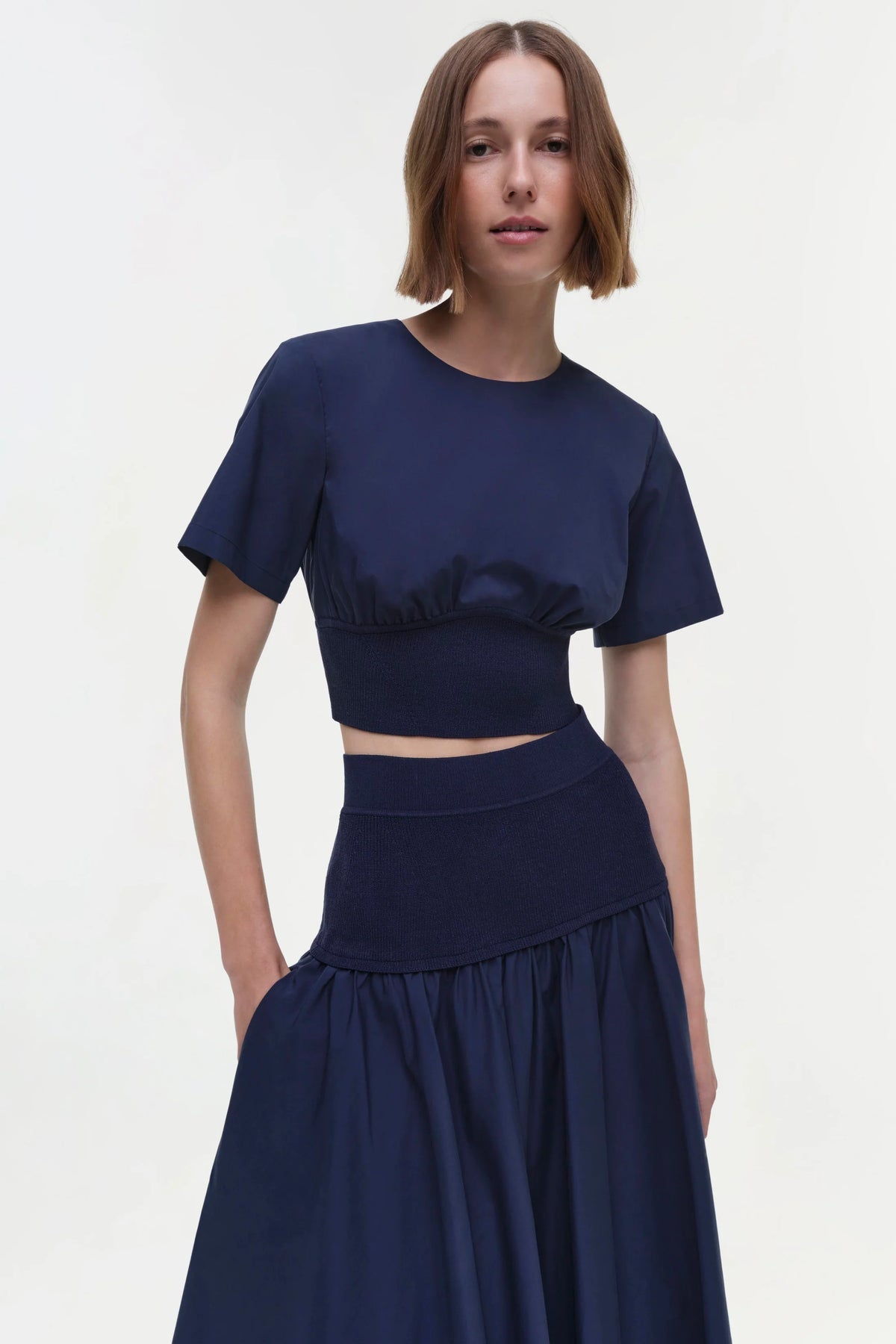 STELLA PLEATED SKIRT WITH KNIT YOKE