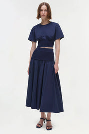 STELLA PLEATED SKIRT WITH KNIT YOKE