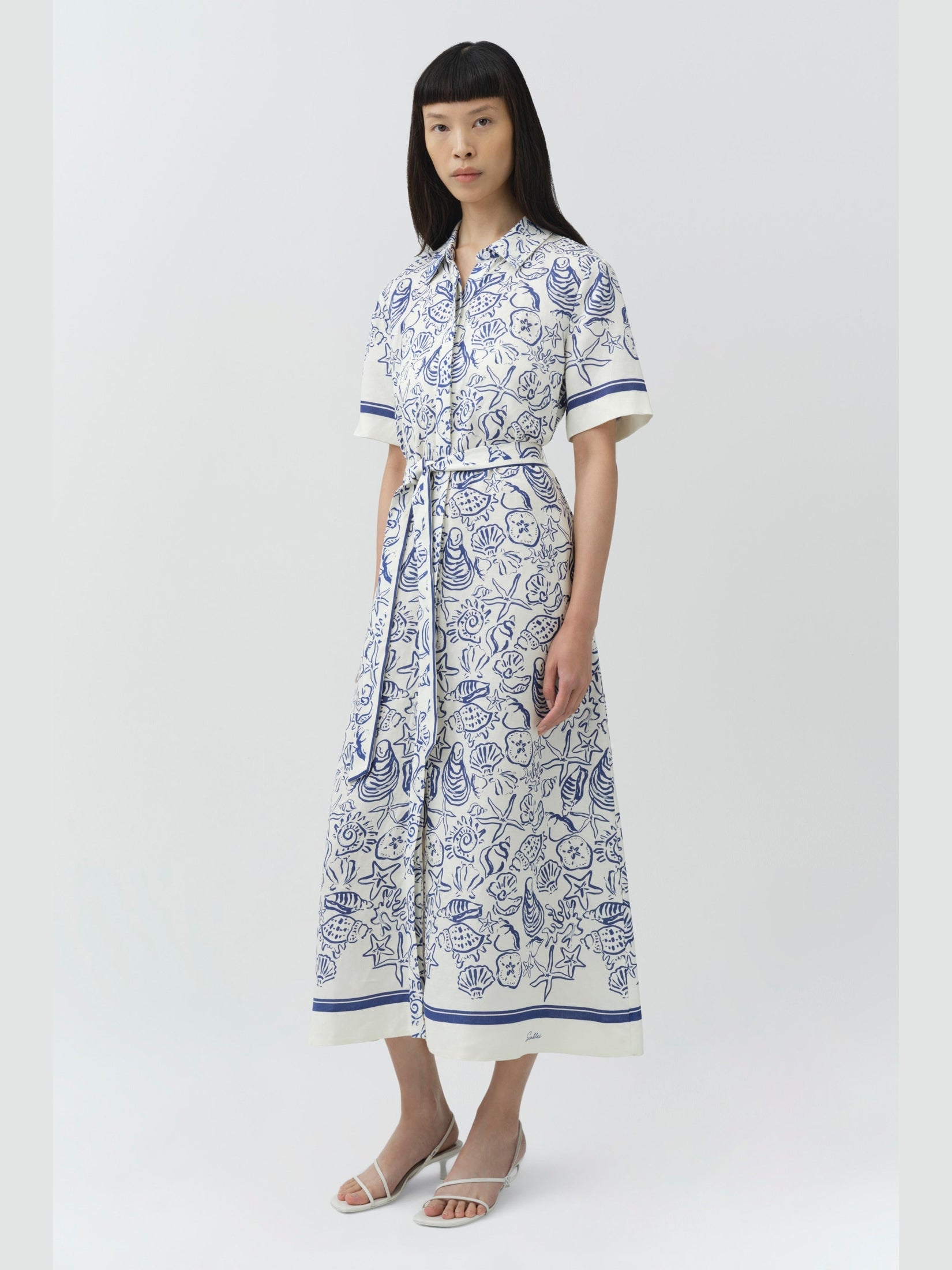 Audria belted midi dress