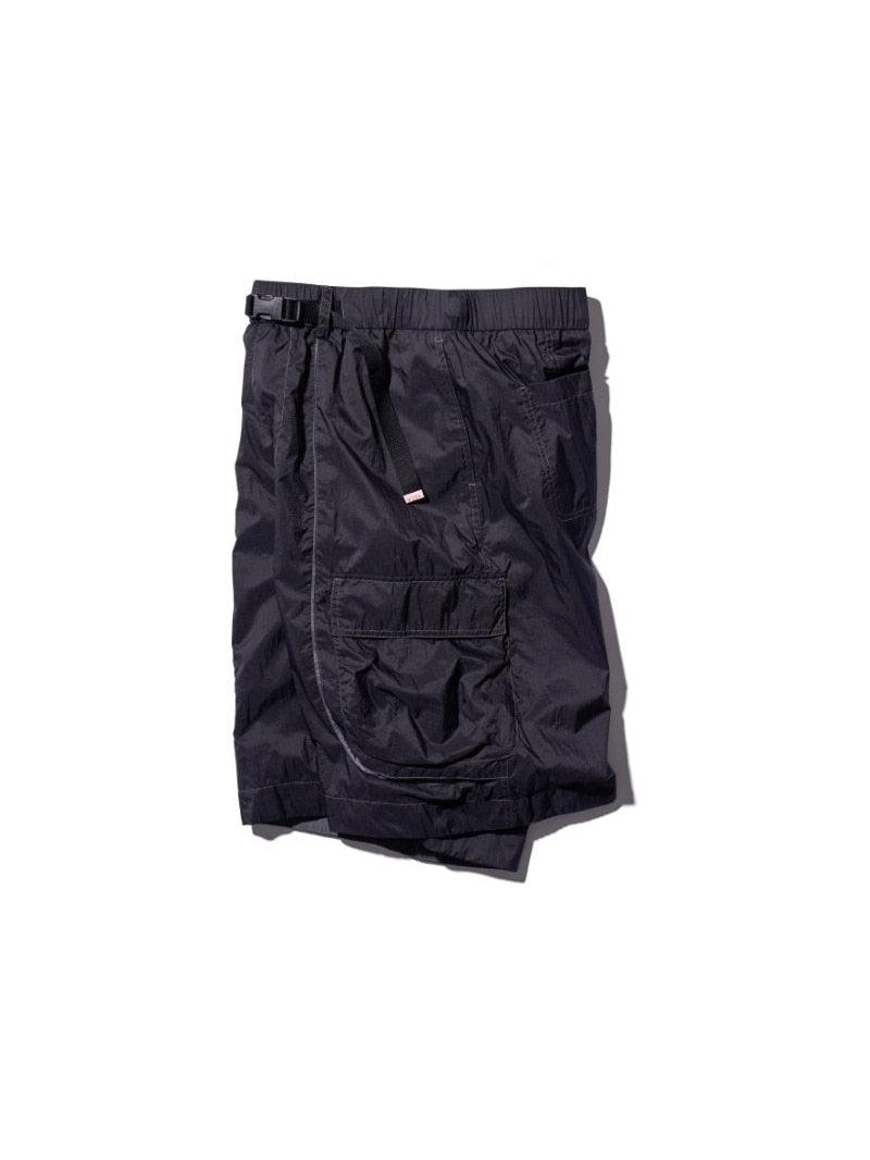 Stitched cargo nylon shorts-charcoal